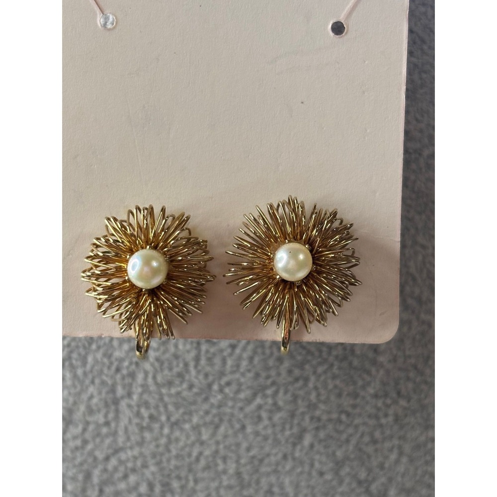 #42. Sunburst Faux Pearl Clip-on Earrings